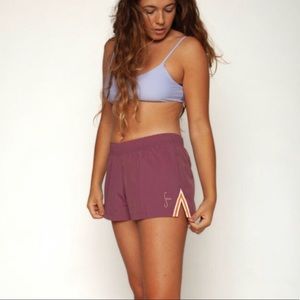 Seea Gigi Retro ‘70’s Surf Run Board Shorts Plum New XS